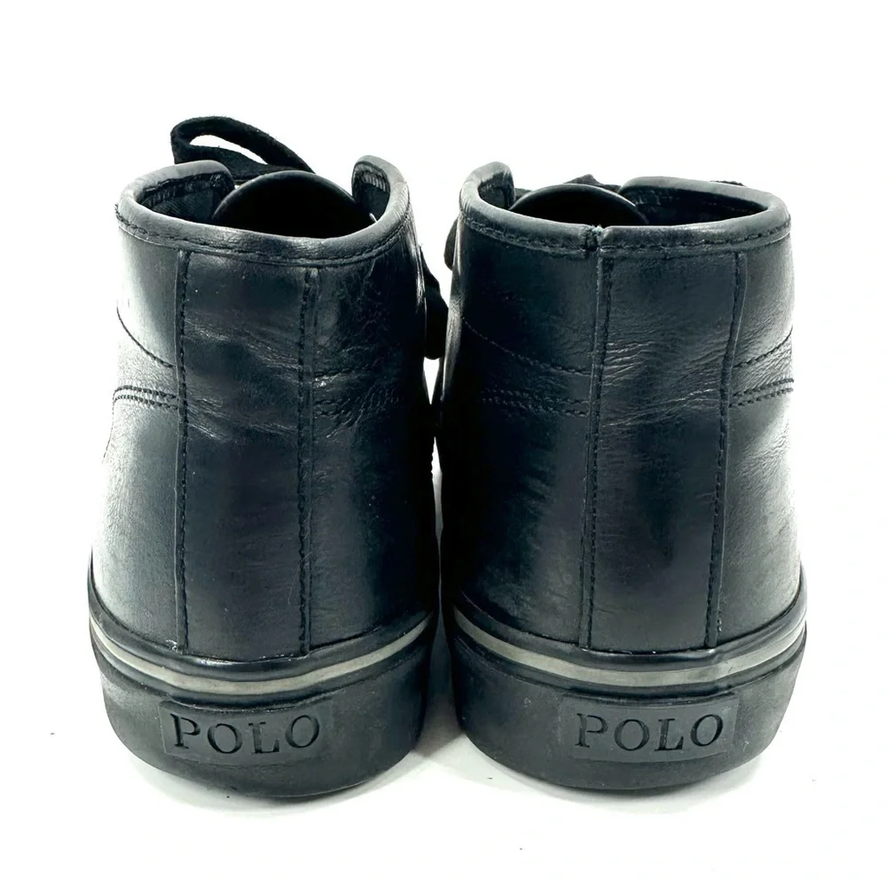 Polo Ralph Lauren Maykn Oil Leather Chukka Boots Mens 9 Black Shoes Preppy